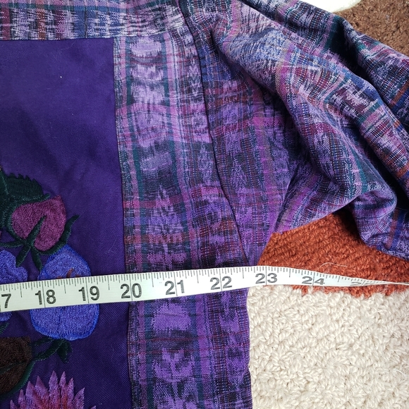 Guatemalan Cotton Purple Embroidered Zip Front Knit Coat - Picture 11 of 11